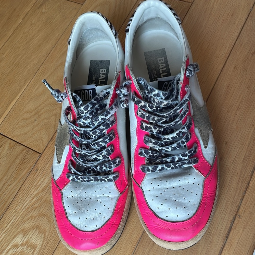 Golden Goose Pink and White Sneakers